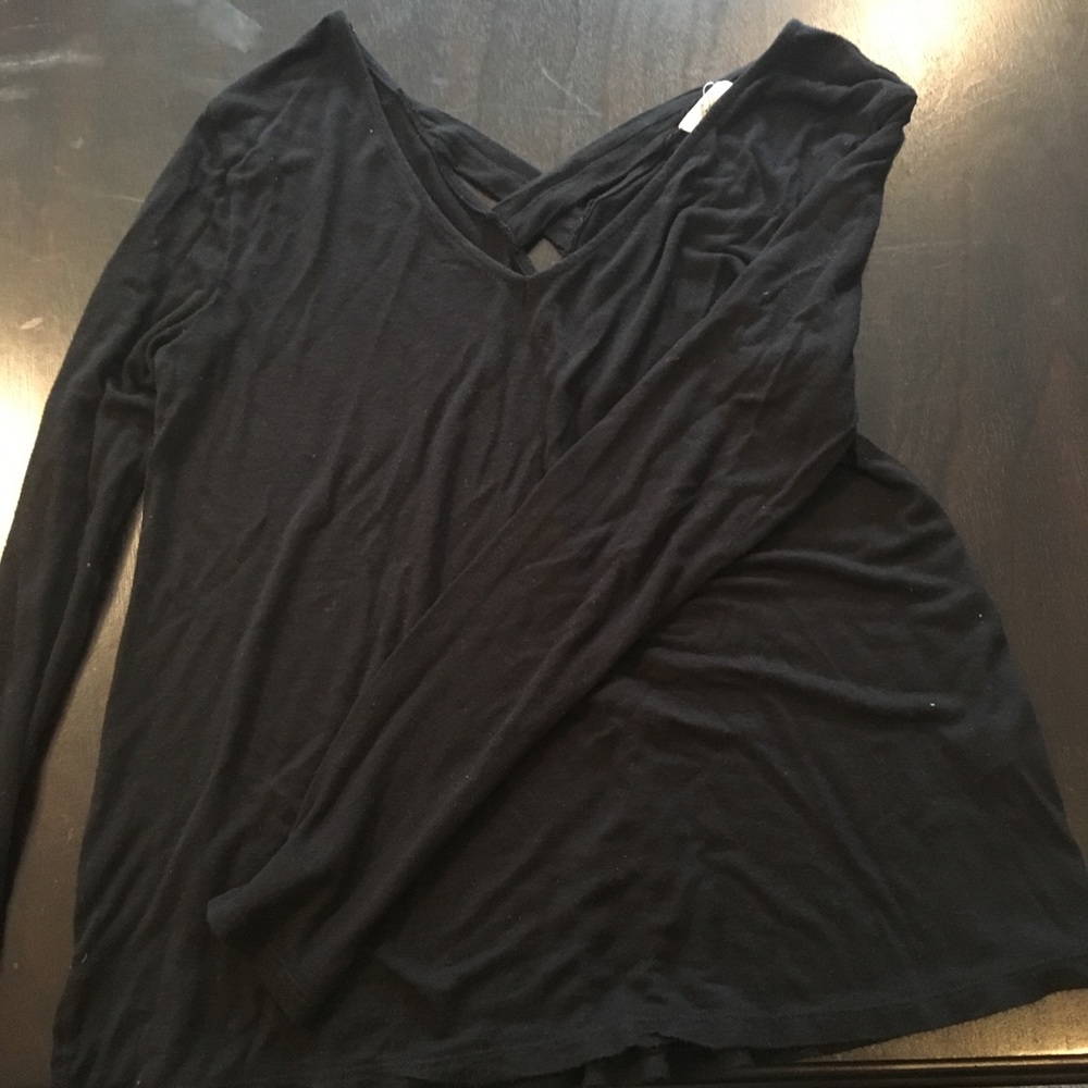 Black long sleeve shirt with crisscross back